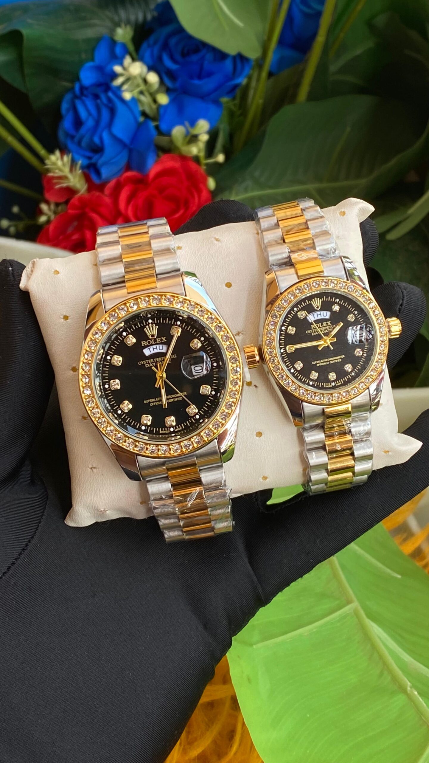 rolex iced couple sets