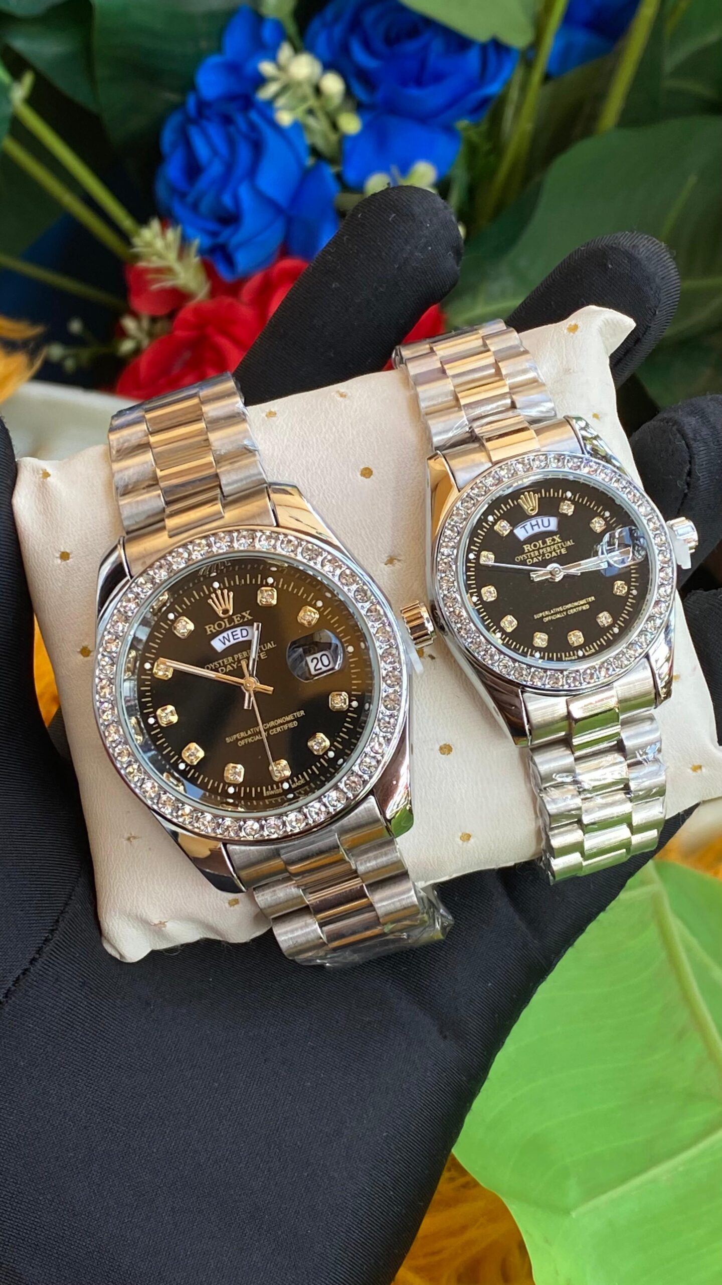 rolex iced couple sets